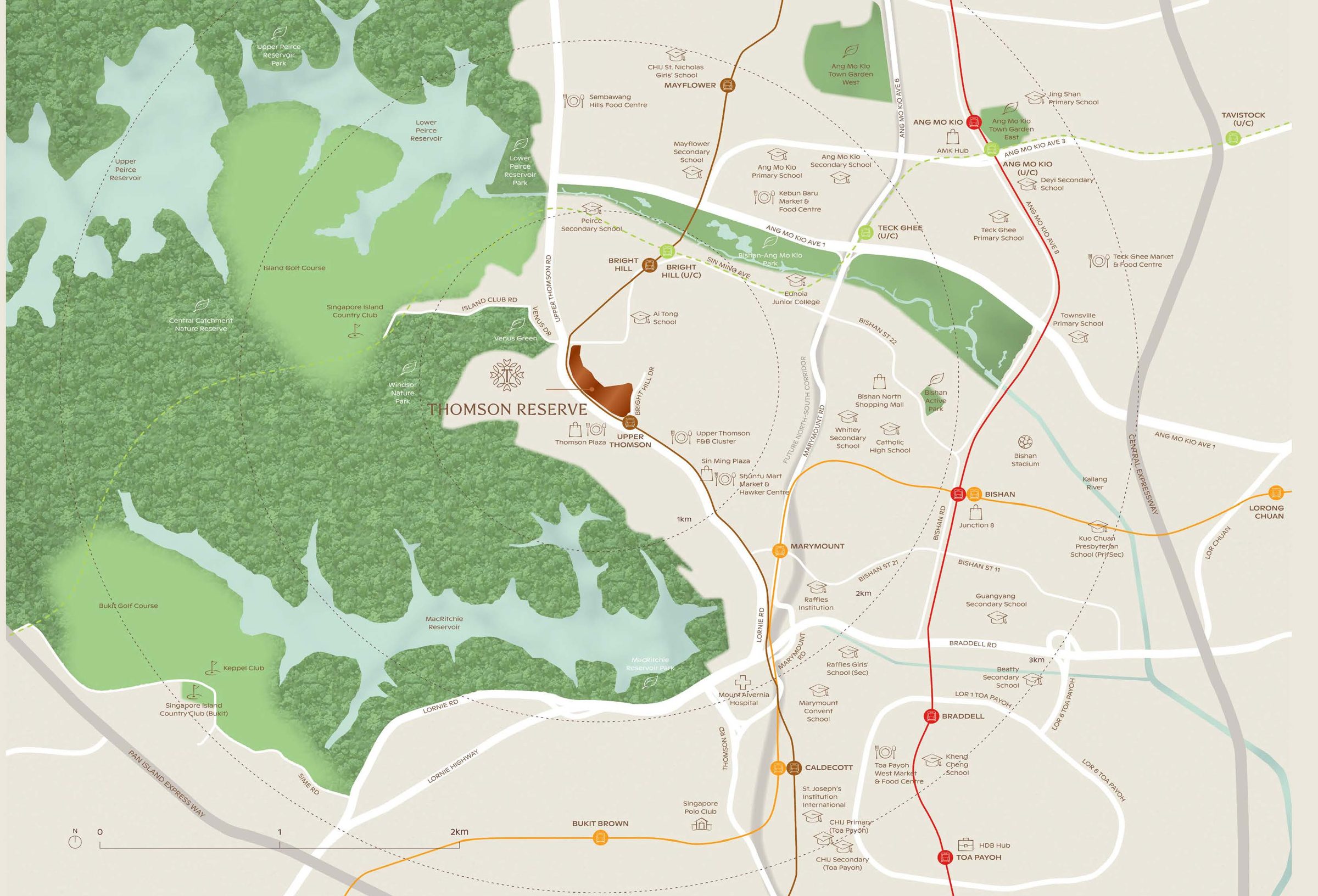 Location map of Thomson Reserve and its surroundings