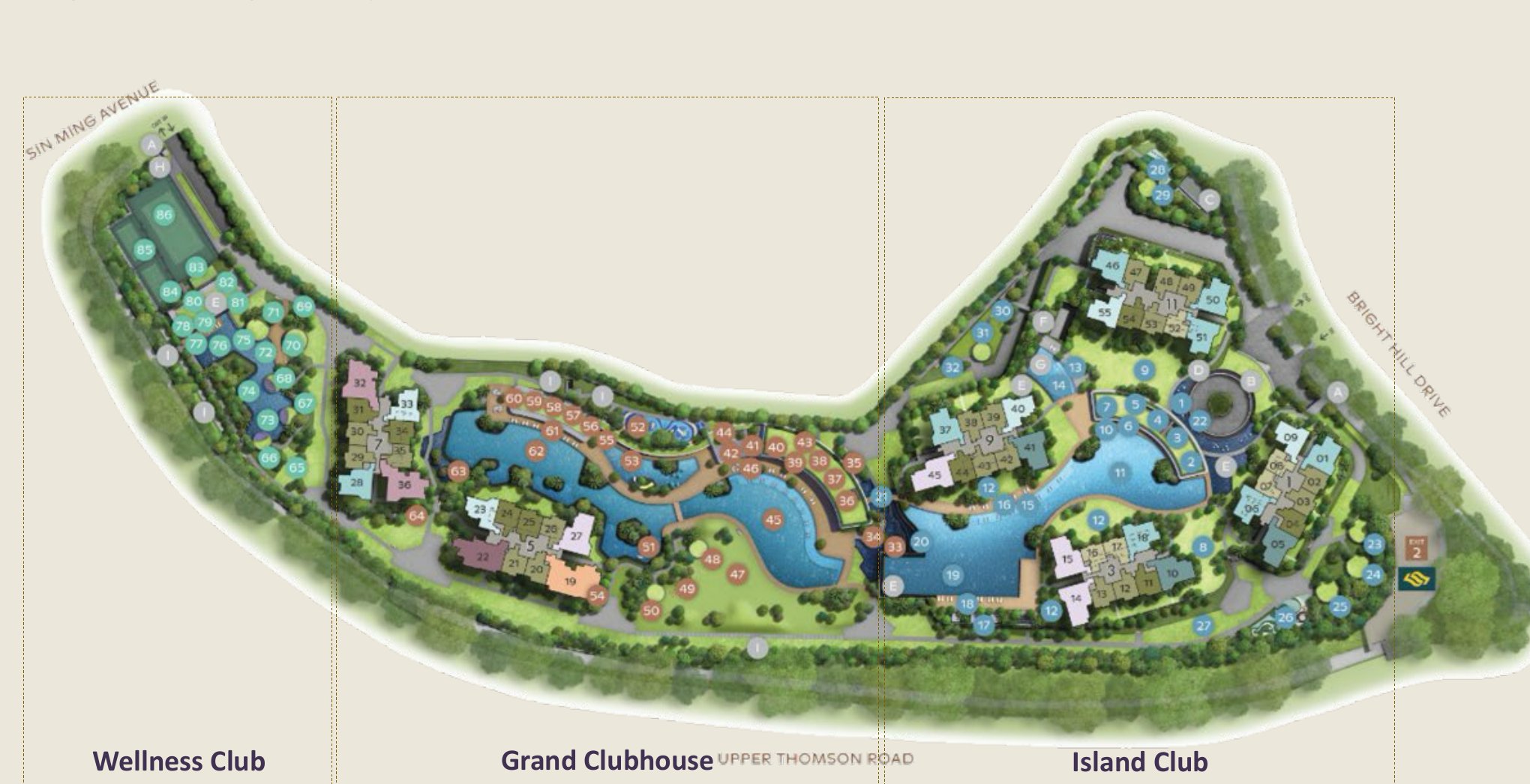 Numbered site plan of Thomson Reserve